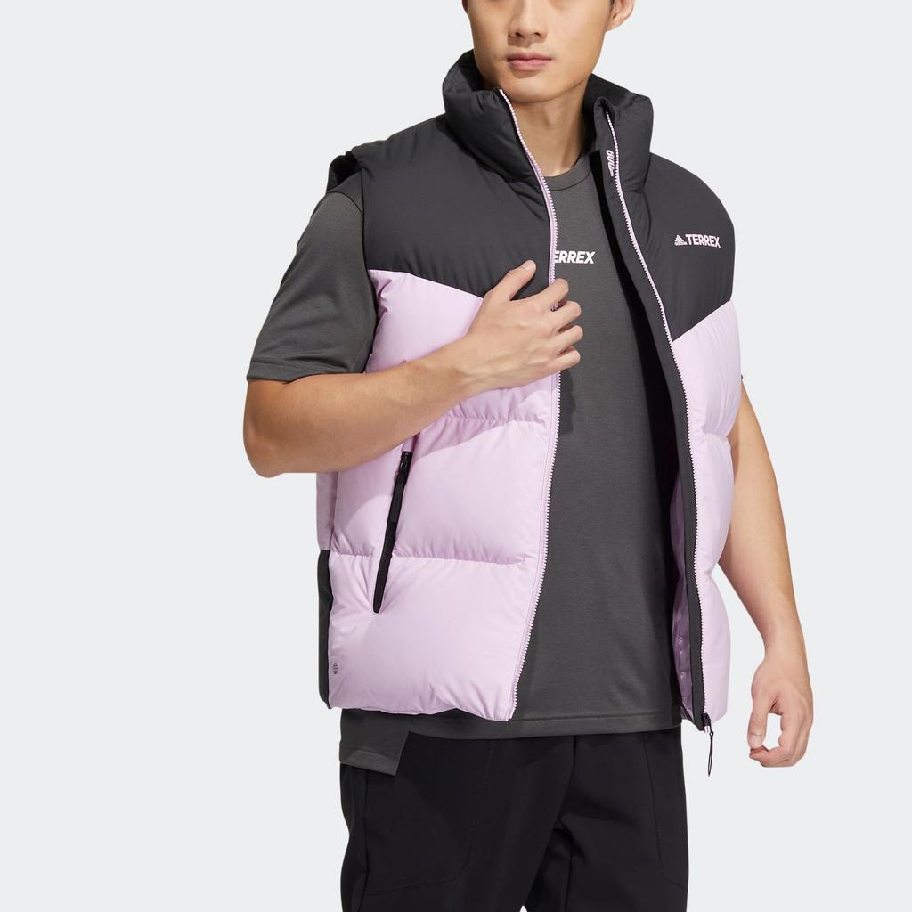Adidas Solid Color Logo Print Zipper Sleeveless Vest Unisex Vests Pink HR8435