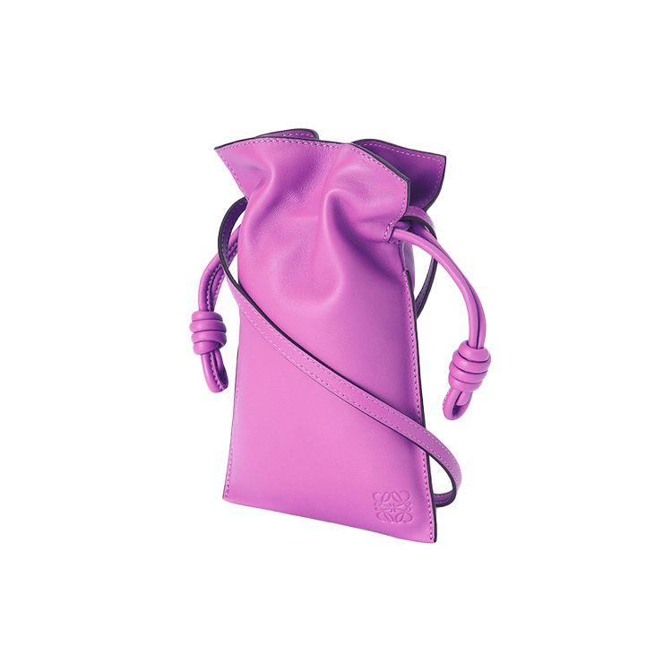 Loewe Flamenco Solid Color Minimalist Logo Print Nappa Leather Clutch Shoulder Crossbody Bag Women bags Bright-Purple A411F10X01-6450
