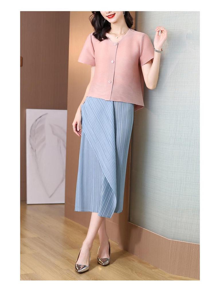 2025 Spódnica A-line w stylu Miyake, czarna, plisowana, z nieregularnym wzorem