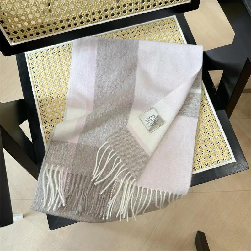 High Quality 100% Wool Scarf Men Female Fashion Classic Soft Cashmere Muffler Women Warm Thermal Shawl Outside Autumn Winter Men