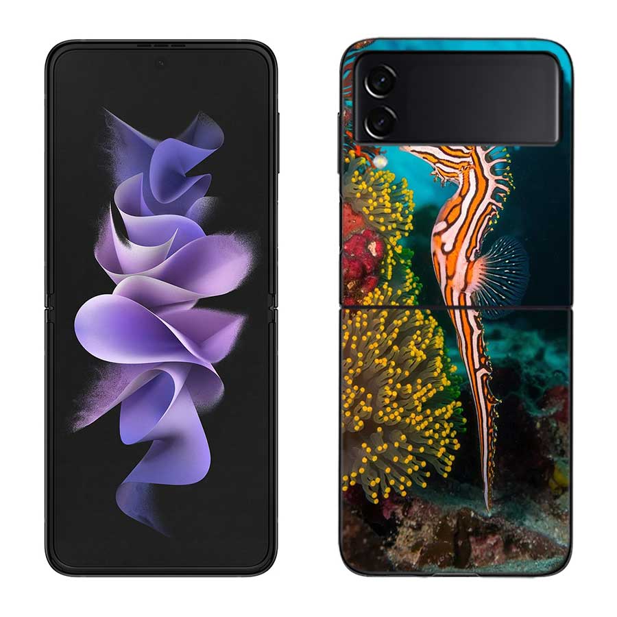 Seahorse Underwater Fantasy Case For Samsung Z Flip 6 5G Galaxy Z Flip 5 4 3 5G Black Hard Cell Phone Cover Luxury PC Shell Coqu