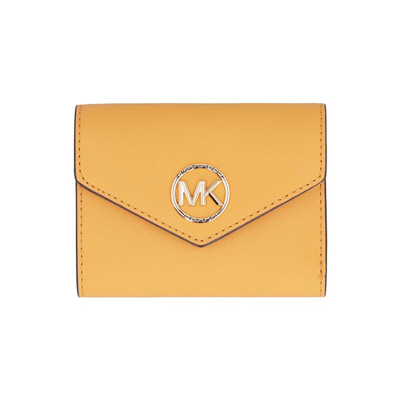 MICHAEL KORS Front Letter Logo Cow Leather Wallet Small Women Yellow жёлтый
