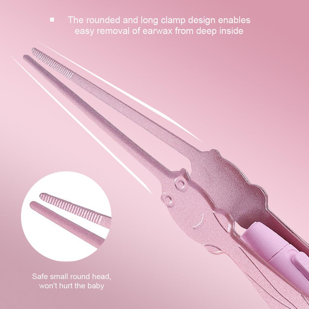 Baby Ear Cleaner Spoon Ear Digger & Tweezers LED Flash Light Visual Children Earpick Visual Children Earpick Ear Cleaning Kit