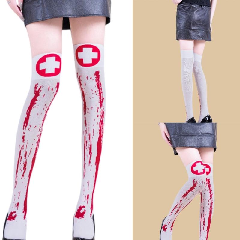 Women's Halloween Themed Long Socks Fashionable Design Elastic Waist Soft Polyester Daily Wear