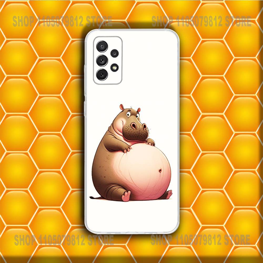 Cute Hippo Hippopotamus Phone Case Silicone For Samsung S30,23,21,22,20 FE lite,S10,9,PIus Note20ultra Soft Transparent