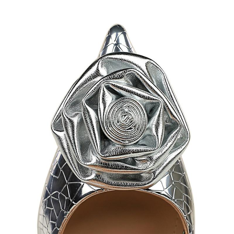 Women 10.5 Cm Heels Metallic Stone Patterned Flowers Women Pumps Quality High Heels Stiletto Luxury Banquet Shoes Party Shoes