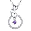 925 Sterling Silver Heart-to-Heart Link Clavicle Necklace