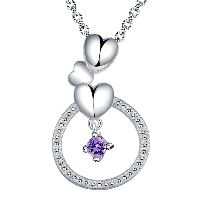 925 Sterling Silver Heart-to-Heart Link Clavicle Necklace