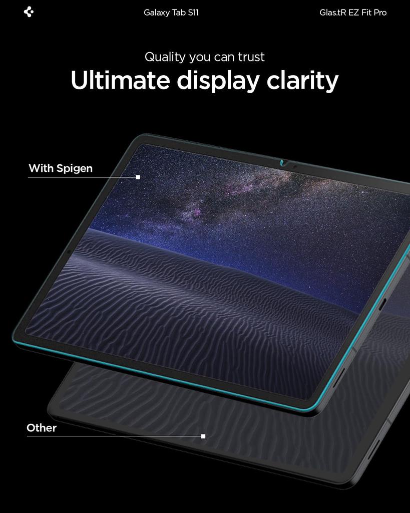 Spigen Galaxy Tab S11 Glass Screen Protector with Application 9H Tempered Glass with Nano Coating and Shatterproof 1 Screen Protector Kit, Protection,
