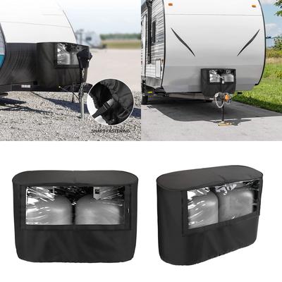 RV Trailer Propane Tank Cover Replacement Waterproof Covers Fit 20LB/30LB Dual Propane Tank for RV Trailer Camper Black