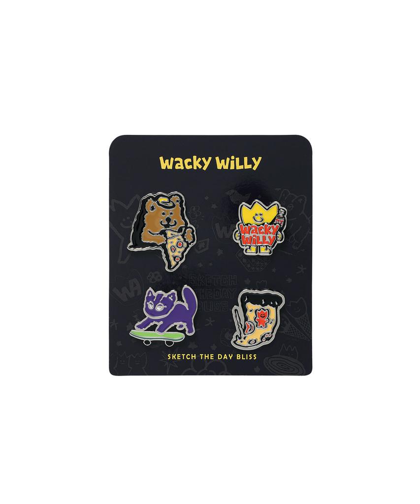 Wacky Willy Metal Badge Set (4 Set)