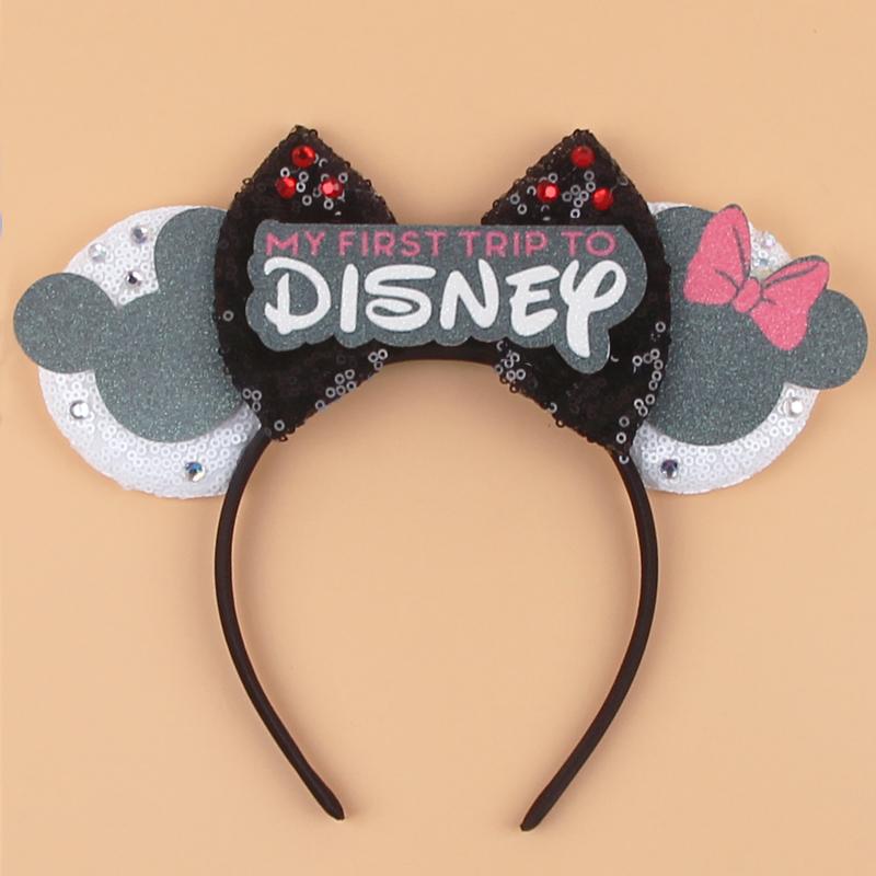 Trip Mickey Ears Headband For Girls Women Sequin Castle 5"Bow Hairband Festival Party Cosplay DIY Hair Accessories