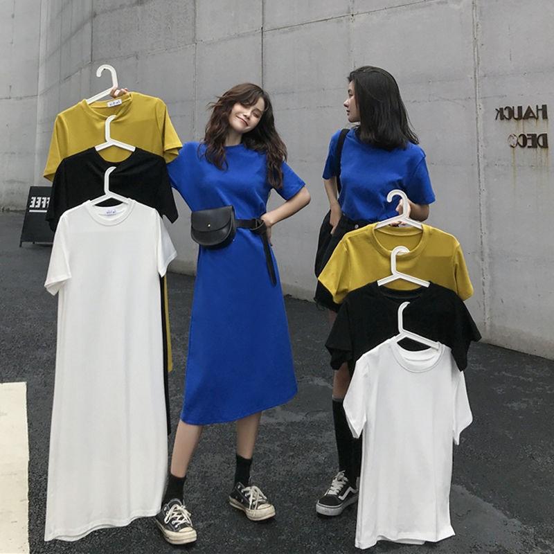 Long T-shirt Dress Summer Women's Plus Size Loose Fashion Mid-length Short-sleeved Straight Dresses