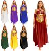 Set Costum Dans din Buric pentru Femei: Top Crop Halter cu Legare Proprie cu Chiloți Incorporați și Fustă Șifon cu Fantă Laterală + Mâneci Split Detașabile
