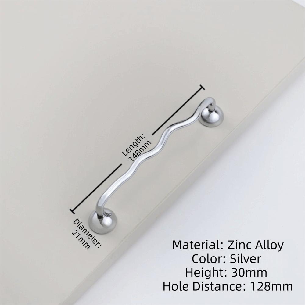 Wave Shaped Cabinet Door Handles Bright Silver Wardrobe Pulls Cabinet Bar Pulls  For Wardrobe