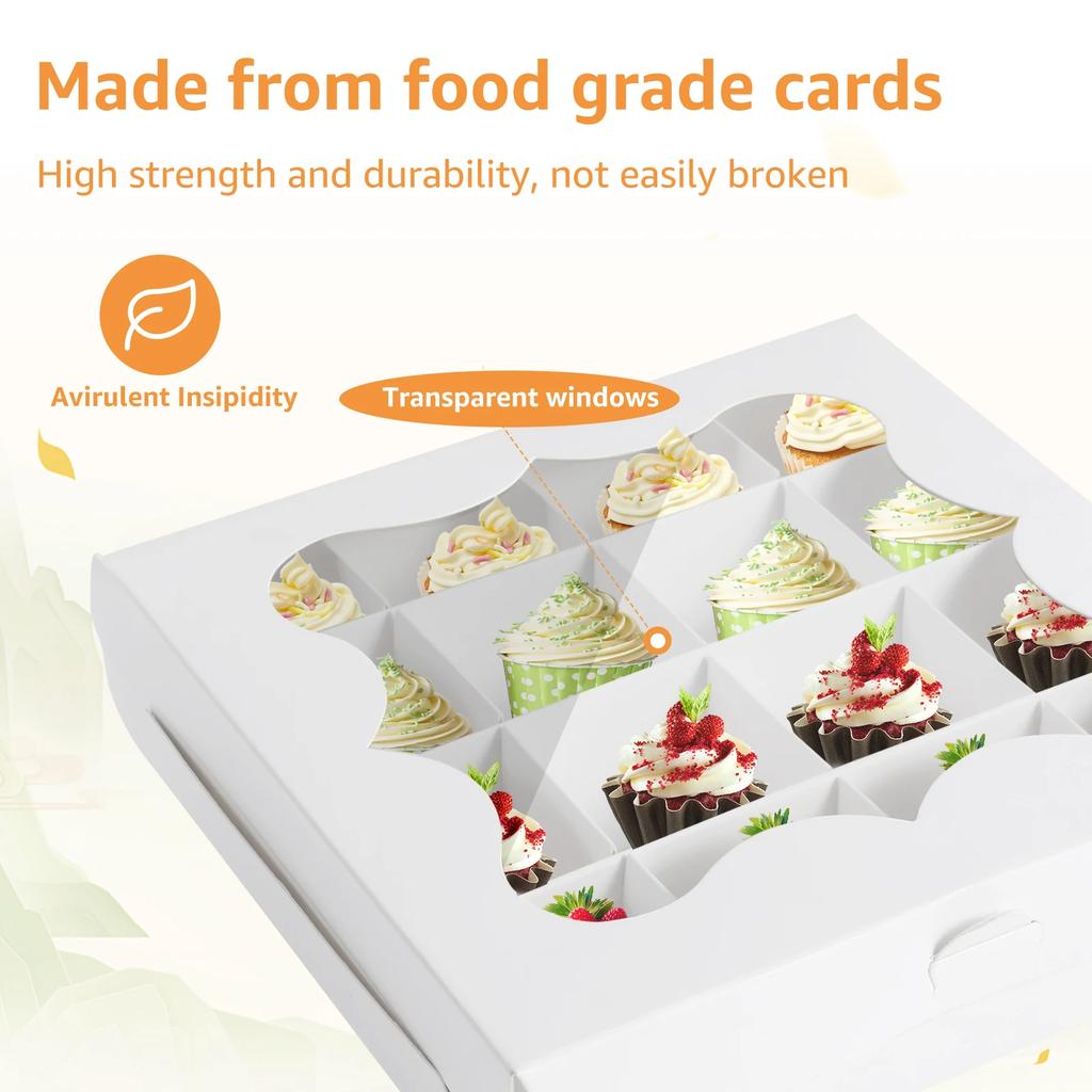 10/24Pcs Cupcake Packing Box 16-Grids Paper Bakery Boxe with Clear Window for Party Desserts Pastries Chocolates Containers New