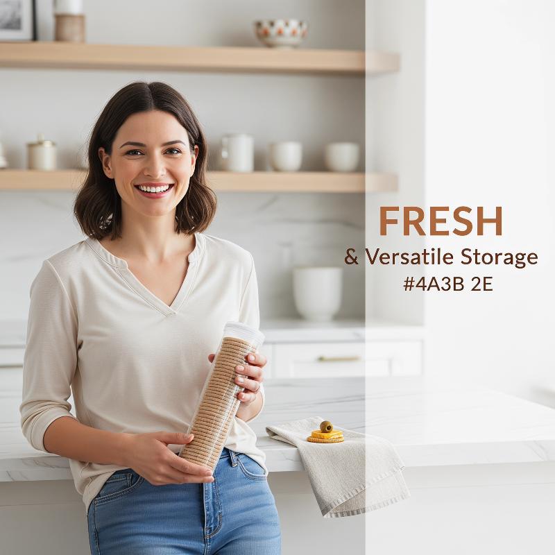 1 Pz Contenitori per Alimenti con Coperchi Flip-Top - Organizer, Salvaspazio Design Rotondo e Rettangolare per Cucina