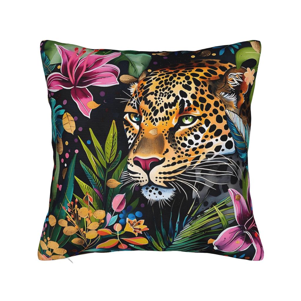 Leopard & Tropical Floral Pillow Case Soft Pillow Cover Cute Funny Pillowcases For Office Car Home Decor