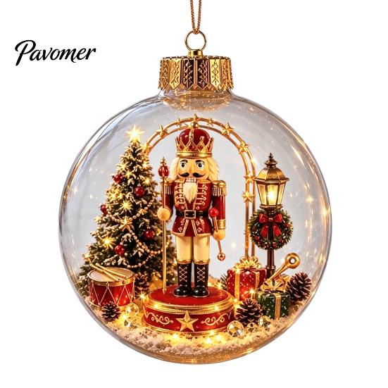 Year Round Home Accent Lighted Clear Christmas Ball Ornaments, Cute Santa Claus/Tree/Snowman/Angel Figure Inside Acrylic Hanging Decor The Xmas