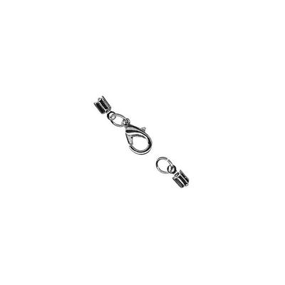 Complete Jewelry Clasp, Silver, for 2mm Ribbons, Assembled, 1 Piece.
