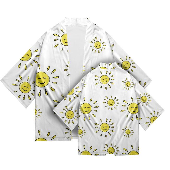 Women's Sun Pattern Series Shirt Performance Clothing Literature Japanese Uniform Dojo Hinoki Kimono Digital Printing