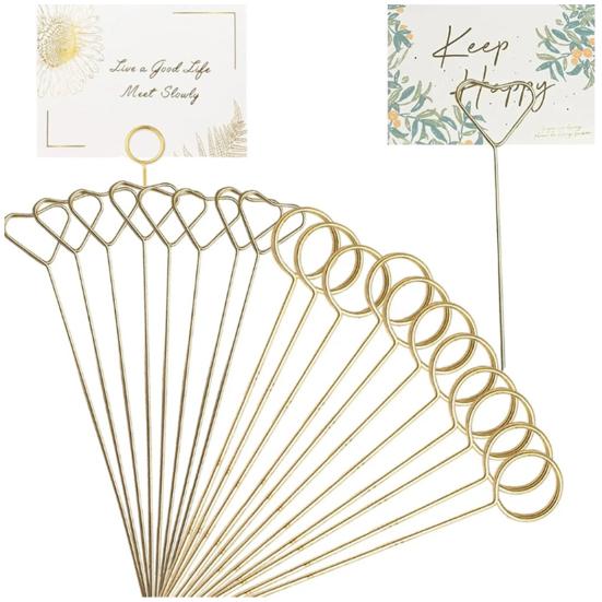 100 Pcs Metal Floral Place Card Holder Round Star Heart Shape