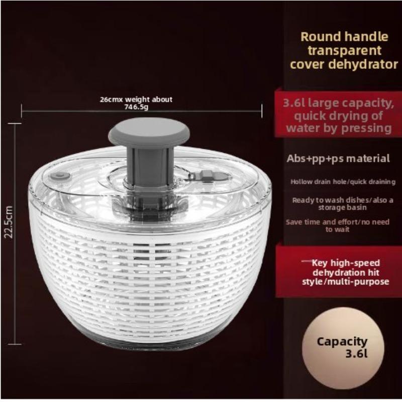 3.6L Salad Spinner Large Lettuce Dryer Spinner One-handed Easy Press Large Vegetable Dryer Salad Mixer Washer JT251
