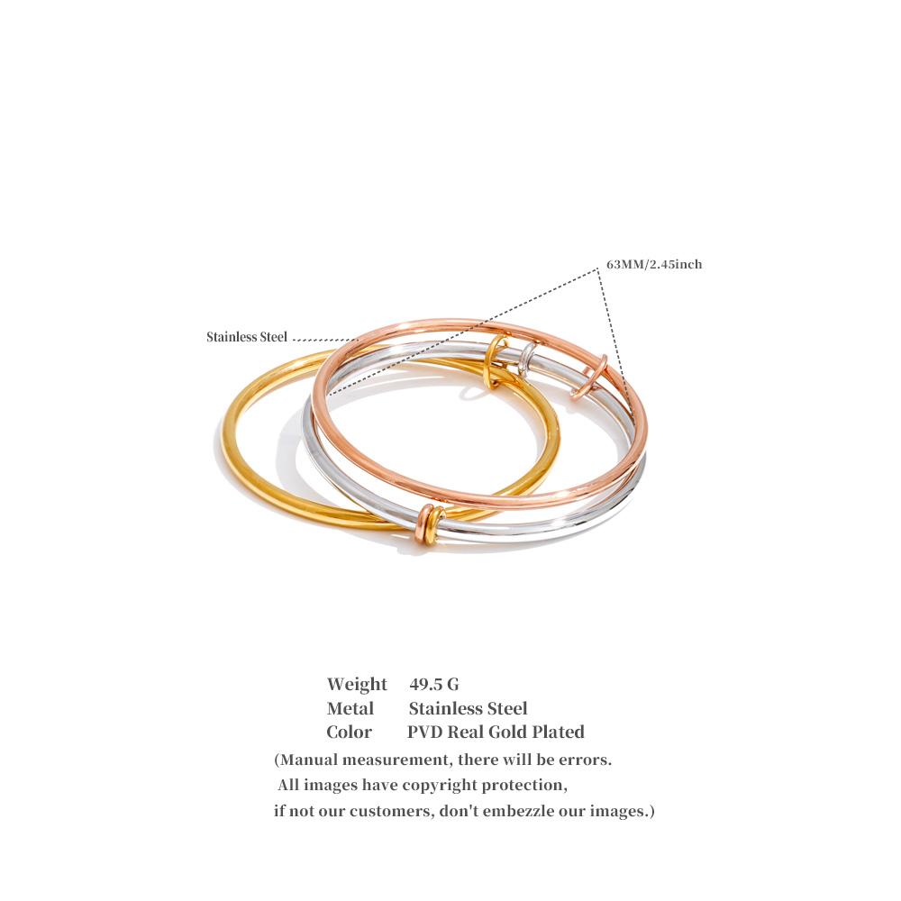 Eetit 62mm Expensive Gift Stainless Steel Three Layered Round Wrist Bracelets Bangle for Women Waterproof Classic Luxury Jewelry