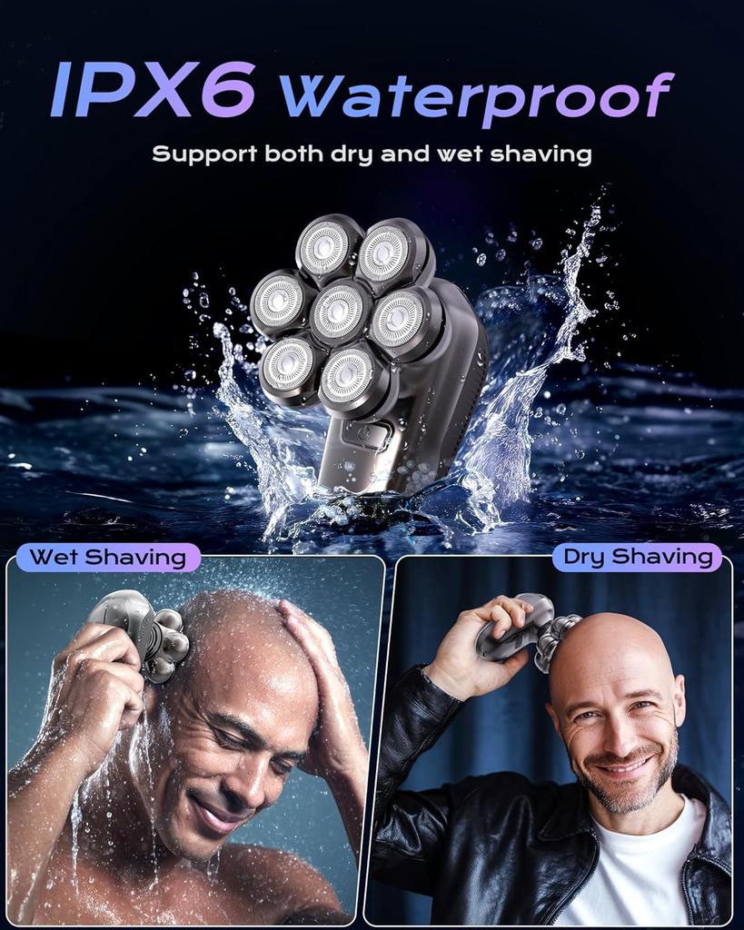 Xiaomi Head Shavers for Bald Men 5 In 1 Electric Head Shaver Grooming Kit 7D Floating Wet/Dry Electric Razor for Bald Heads