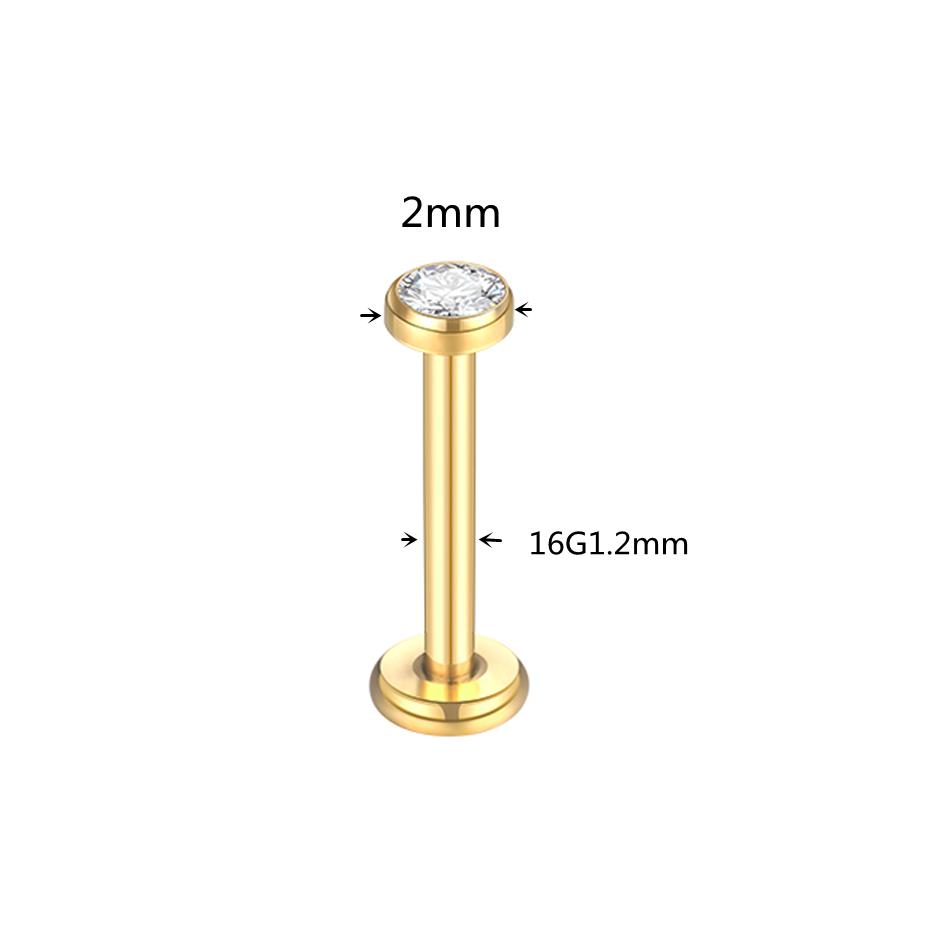 1pcs ASTM F136 Titanium Labret Piercing 2/3/4/5mm Zircon Ear Cartilage Tragus Lobe Helix Stud Earrings Piercings Body Jewelry