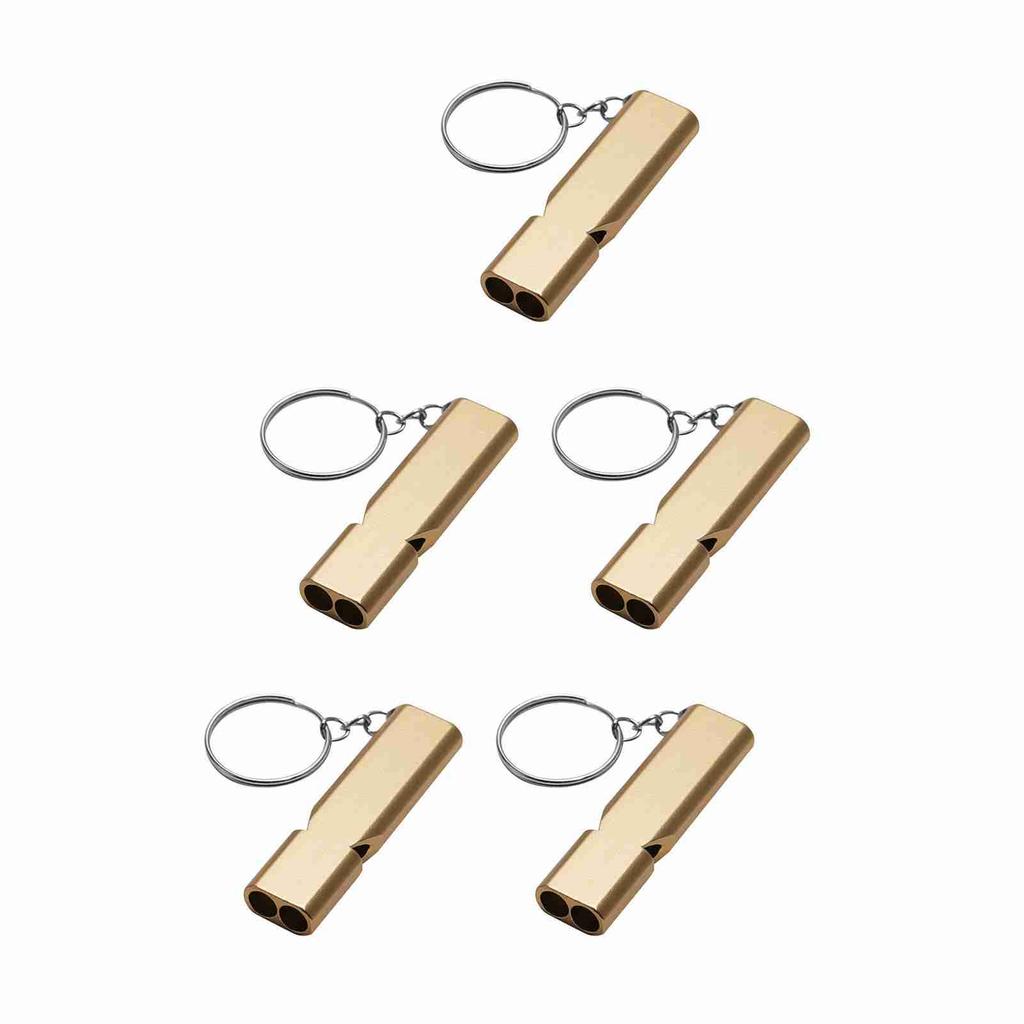 5 Pcs Aluminum Alloy Whistle with Keychain Outdoor Emergency Survival for Camping Hiking Hunting Fishing