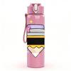 1PC Color Pencil Stack School Art Print 750ml Color Plastic Sports Water Bottle Leakproof Flip Straw Lid Suitable for Sports Office Home Use
