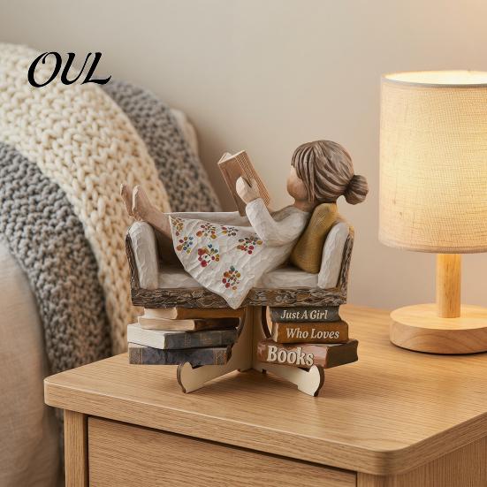 Fine Craftsmanship Decorative Items Wooden Reading Desktop Ornaments for Home Office Decor, Minimalist Figurine, Fashionable Small Creative Art Craft