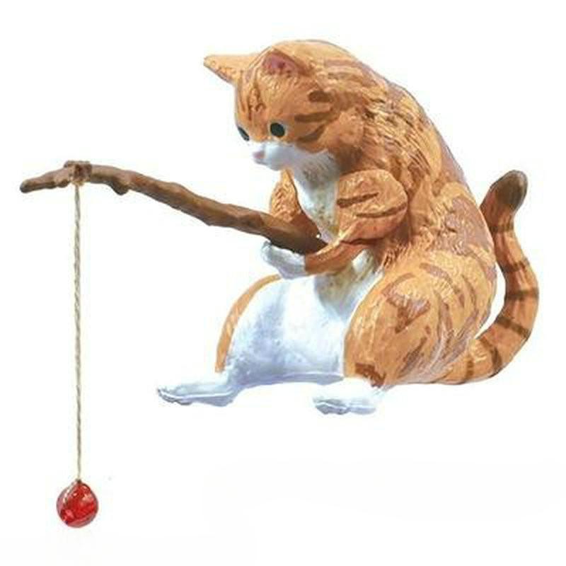 Fishing Cat Ornaments Aquarium Decoration Fish  Landscaping Cartoon Cat Statue Mini Resin Figurine Home Decorations