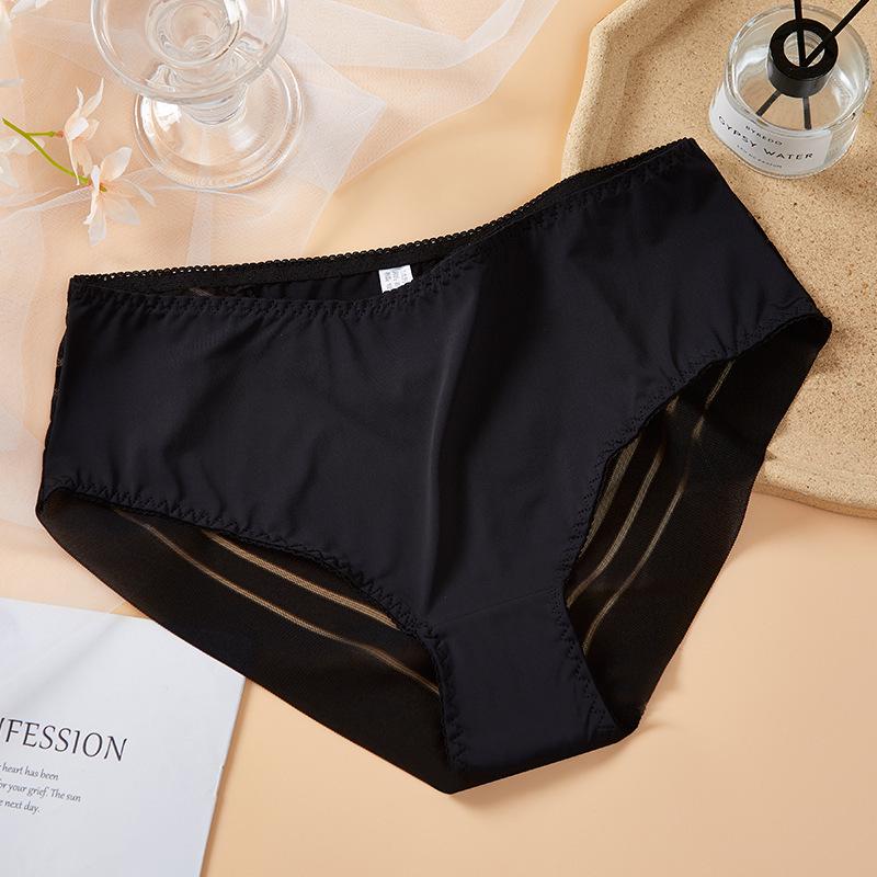 

Бесшовные трусики с высокой посадкой и кружевом - Телесные, Дышащий хлопок из ледяного шелка, Большой размер. L (90-120 jin)