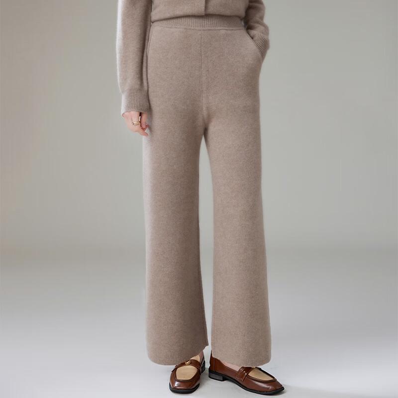Fanzhen Women's 2024 A/W High-Waist Wide-Leg Cashmere Blend Pants