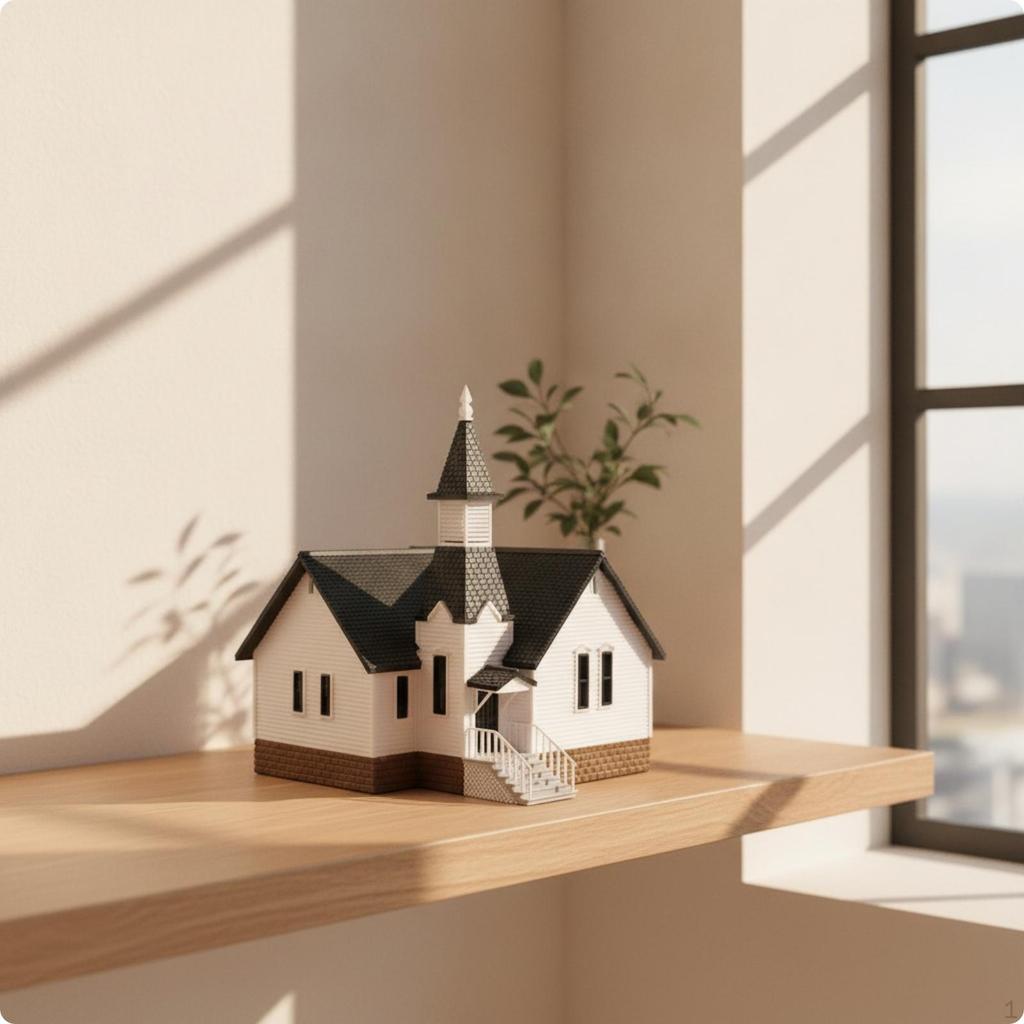 Model with Steeple 1:64 Scale Detailed Building for Hobbyists, Collectors, Dioramas, Tabletop