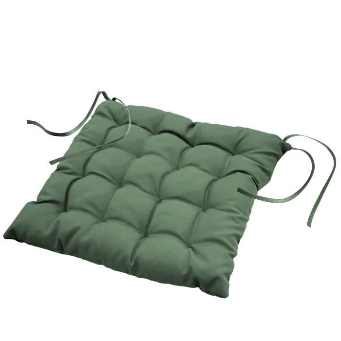 Coussin De Chaise - Kaki - 40 X 40 Cm - 100% Polyester - Matelassé - Attache Ficelles