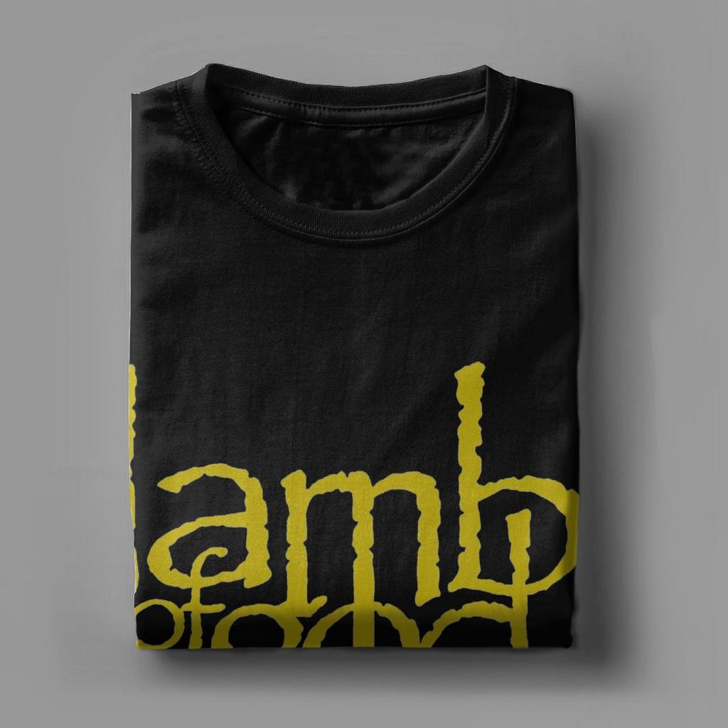 Vintage zlatá trička Lamb Of God pro muže bavlněné tričko s kulatým výstřihem trička s krátkým rukávem nápad na dárek oblečení
