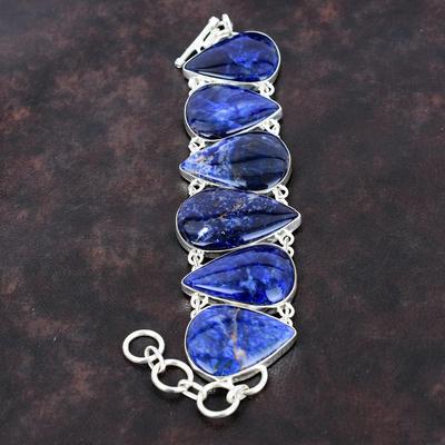 Sodalite Bracelet Gemstone Bracelet Handmade Jewelry 925 Sterling Silver Bracelet Adjustable Chain Bracelet Sodalite Jewelry Engagement Gift