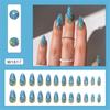 Christmas Nail Medium Almond Press On Nail 3D Blue Color Designs Glossy False Nail Full Cover for Women and Girls 24Pcs