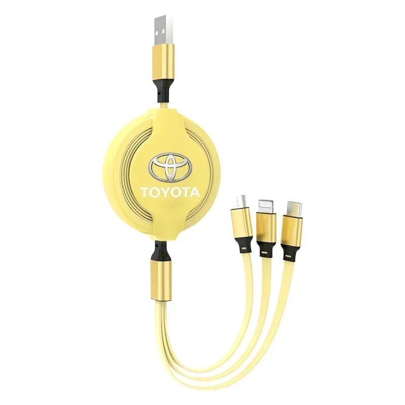 Car Accessories 3 In 1 Micro Cable Multi Charger For Toyota Corolla Yaris Chr Auris RAV4 Land Cruiser Camry Highlander