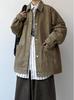 Men's Autumn Retro Washed Solid Color Casual Multi-Pocket Lapel Jacket