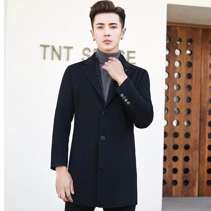 New Autumn and Winter Scarf Style Double-sided Woolen Coat Men's Mid-length Windbreaker Coat Men's Trendy Cashmere Coat
