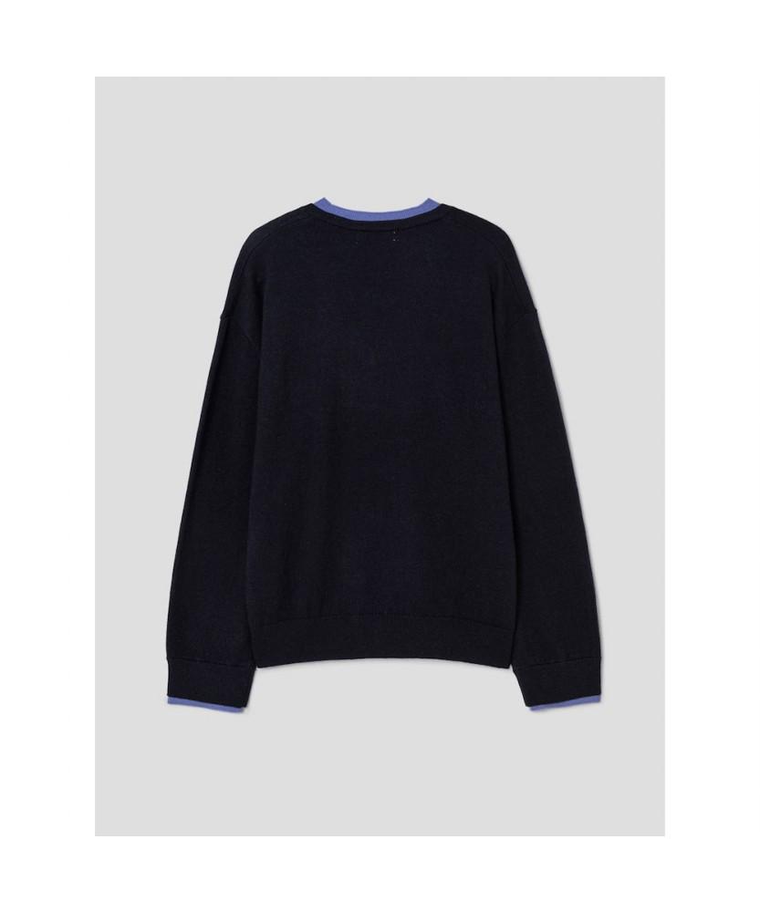 8seconds V-Neck Contrast Pullover Navy