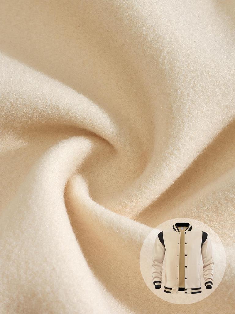 Men's Casual High Street Fleece-lined Patchwork Stand Collar Varsity Jacket