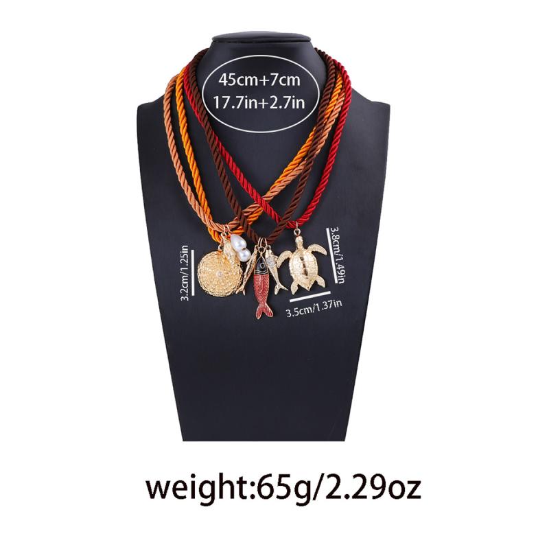 4Pcs/Set Ocean Elements Sea Turtle Fish-Shaped Pendant Necklaces For Women Fashion Holiday Party Jewelry Gifts