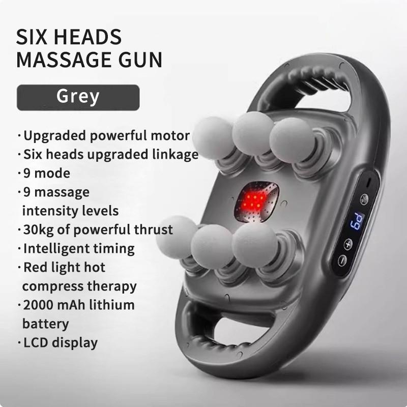 6 Heads High Frequency Vibrate Relaxation Body Massaging Machine Electric Massage Gun Handheld Deep Tissue Percussion Massager
