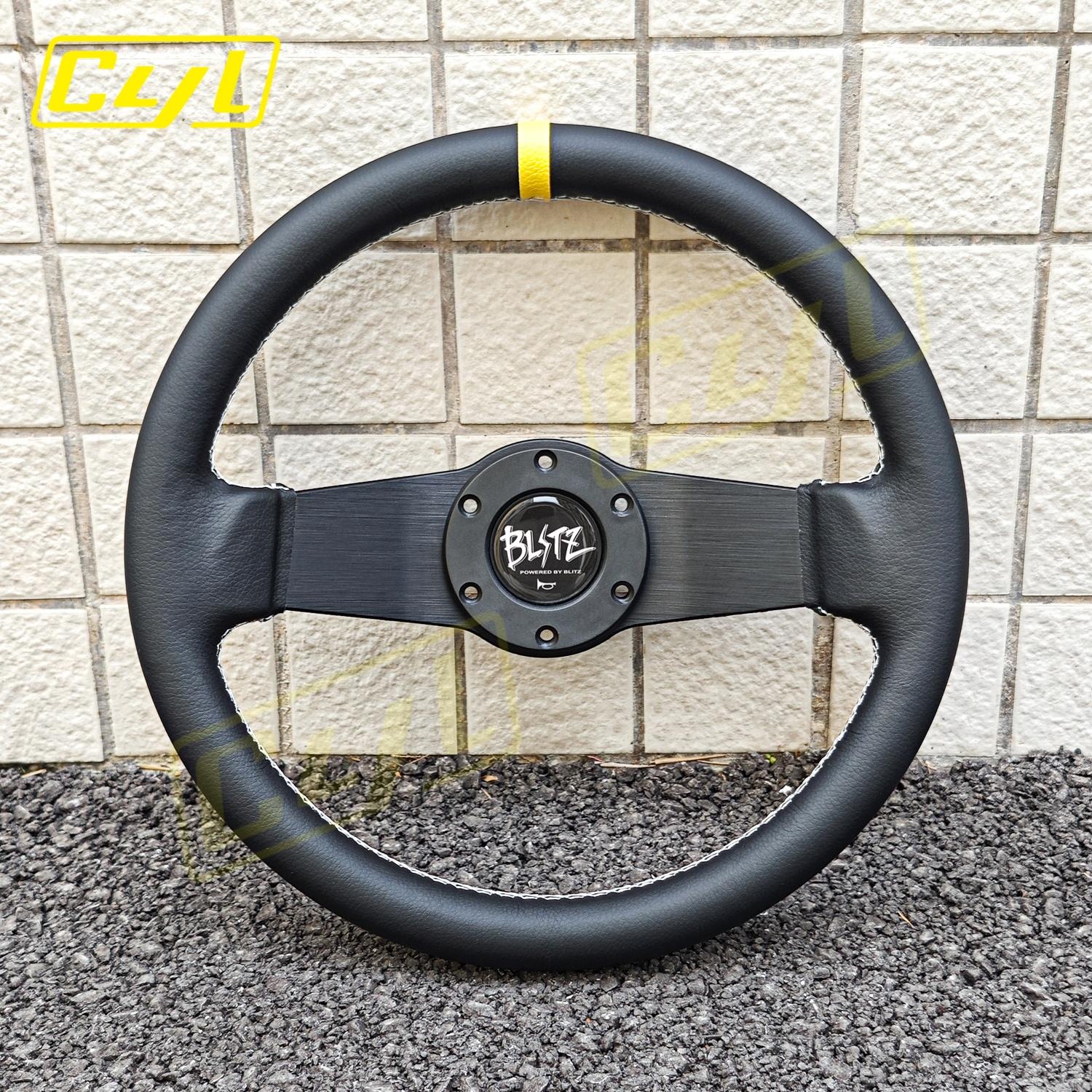 JDM BLITZ Style 2 Spoke Steering Wheel Universal 12.6inch Deep Corn Racing Drift Steering Wheel B