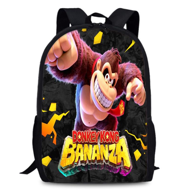 Donkey Kong Bananza Childrens School Backpack With Oxford Fabric For Kids Education
